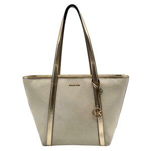 Michael Kors Pale Gold Large Jet Set Travel Top Zip Tote Bag